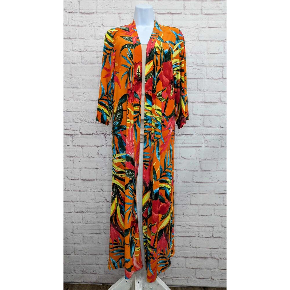 XSMALL FLORAL A639411 Attitudes by Renee Como Jersey Petite Printed Duster